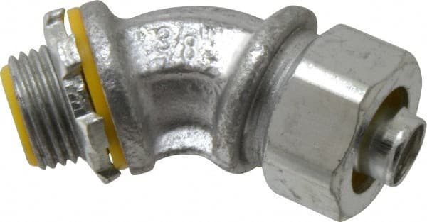 Cooper Crouse-Hinds - 3/8" Trade, Malleable Iron Threaded Angled Liquidtight Conduit Connector - Insulated - Exact Tooling