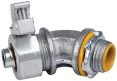 Cooper Crouse-Hinds - 3/8" Trade, Malleable Iron Threaded Angled Liquidtight Conduit Connector - Insulated - Exact Tooling
