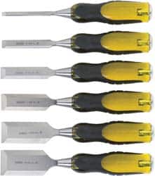 Stanley - 6 Piece Wood Chisel Set - 9" OAL, Bi-Material, Sizes Included 1/4 to 1-1/2" - Exact Tooling