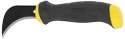 Stanley - Fixed Linoleum Knife - 3" Blade, Yellow & Black Bi-Material Rubber Grip Handle, 1 Blade Included - Exact Tooling