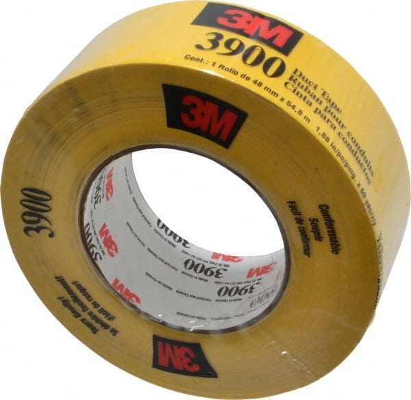 3M - 2" x 55m Yellow Duct Tape - 8.1 mil, Rubber Adhesive, Polyethylene Film Backing, 32 Lb/ln Tensile Strength, 200°F Max, Series 3900 - Exact Tooling