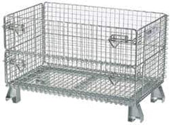 Nashville Wire - 32" Long x 20" Wide x 16" High Steel Basket-Style Bulk Folding Wire Mesh Container - 1,000 Lb. Load Capacity - Exact Tooling