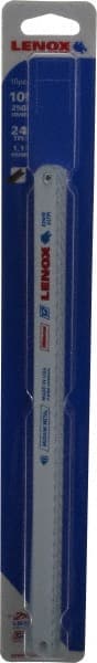 Lenox - 10" Long, 24 Teeth per Inch, Bi-Metal Hand Hacksaw Blade - Toothed Edge, 1/2" Wide x 0.023" Thick, Flexible - Exact Tooling