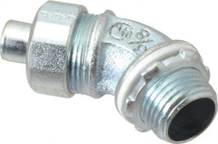 Cooper Crouse-Hinds - 3/8" Trade, Malleable Iron Threaded Angled Liquidtight Conduit Connector - Noninsulated - Exact Tooling