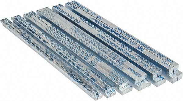 Precision Brand - 12" Long, Zinc-Plated Key Stock Assortment - Low Carbon Steel - Exact Tooling