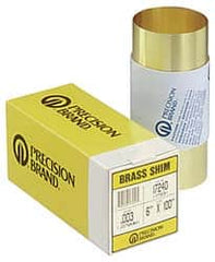 Precision Brand - 100 Inch Long x 6 Inch Wide x 0.0015 Inch Thick, Roll Shim Stock - Brass - Exact Tooling