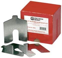 Precision Brand - 80 Piece, 3 Inch Long x 3 Inch Wide x 0.001 to 0.075 Inch Thick, Assortment Slotted Shim Stock - Stainless Steel, 0.001 to 0.075 Inch Thick, 3/4 Inch Wide Slot - Exact Tooling