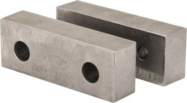 Gibraltar - 4-1/8" Wide x 1-1/2" High x 1" Thick, Flat/No Step Vise Jaw - Soft, Steel, Fixed Jaw, Compatible with 4" Vises - Exact Tooling