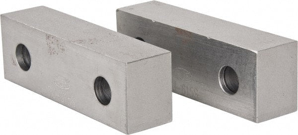 Gibraltar - 6-1/8" Wide x 2" High x 1-1/2" Thick, Flat/No Step Vise Jaw - Soft, Steel, Fixed Jaw, Compatible with 6" Vises - Exact Tooling