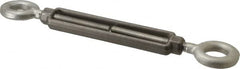 Made in USA - 2,200 Lb Load Limit, 1/2" Thread Diam, 6" Take Up, Stainless Steel Eye & Eye Turnbuckle - 7-1/2" Body Length, 3/4" Neck Length, 13" Closed Length - Exact Tooling