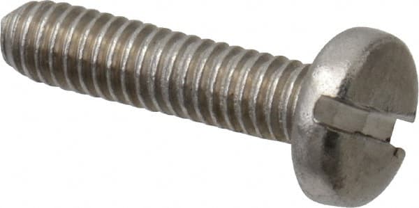 Value Collection - M2.5x0.45 Metric Coarse, 10mm Length Under Head Slotted Drive Machine Screw - Pan Head, Grade 18-8 & A2 Stainless Steel, Uncoated, Without Washer - Exact Tooling