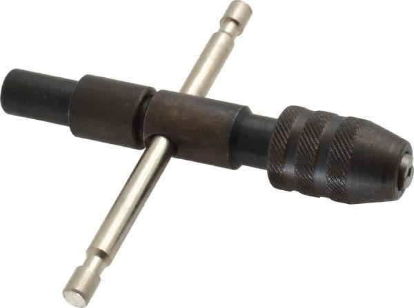 Made in USA - #0 to 1/4" Tap Capacity, T Handle Tap Wrench - 3-1/2" Overall Length - Exact Tooling