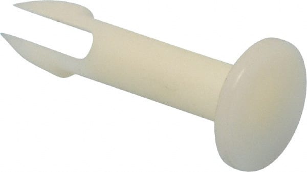 Made in USA - 0.27" Hole Diam, 1-1/2" OAL, Split Shank, Nylon Panel Rivet - 1.425" Length Under Head, 1.065" Material Thickness, 5/8" Head Diam - Exact Tooling
