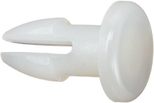 Made in USA - 0.16" Hole Diam, 0.45" OAL, Split Shank, Nylon Panel Rivet - 0.395" Length Under Head, 0.195" Material Thickness, 0.31" Head Diam - Exact Tooling