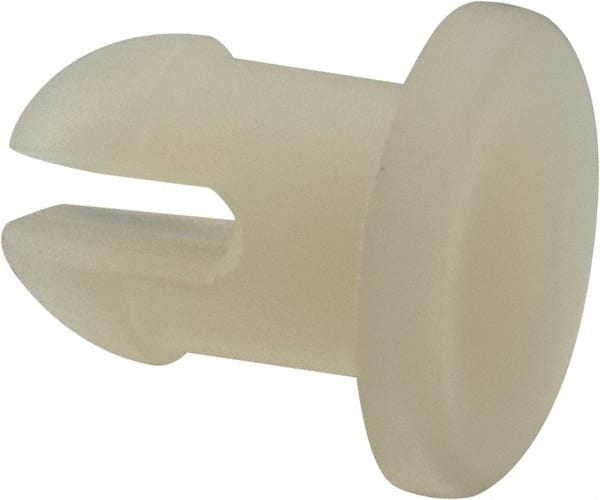 Made in USA - 0.195" Hole Diam, 0.34" OAL, Split Shank, Nylon Panel Rivet - 0.29" Length Under Head, 0.18" Material Thickness, 0.32" Head Diam - Exact Tooling