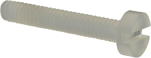 Made in USA - M2.5x0.45 Metric Coarse, 16mm Length Under Head Slotted Drive Machine Screw - Cheese Head, Grade 6/6 Nylon, Uncoated, Without Washer - Exact Tooling