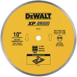 DeWALT - 10" Diam, 5/8" Arbor Hole Diam, Wet & Dry Cut Saw Blade - Diamond-Tipped, Standard Round Arbor - Exact Tooling