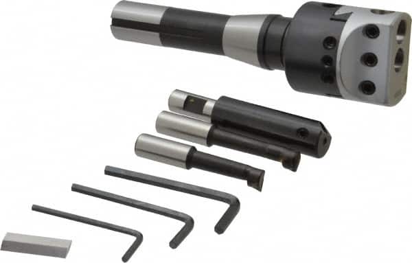 Accupro - 2 Inch Body, 1/2 Inch Boring Bar Hole Diameter, Manual Offset Boring Head - R8 Taper, Threaded Mount, 7/8-20 Thread - Exact Tooling