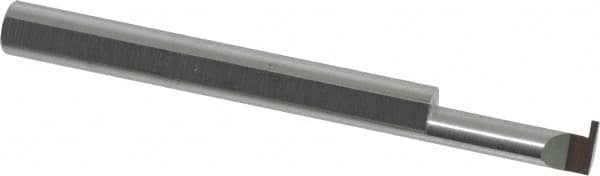 Accupro - 0.0255" Groove Width, 0.187" Min Hole Diam, 1/2" Max Hole Depth, Retaining Ring Grooving Tool - 0.05" Projection, 1-1/2" Shank Length, 2" OAL, Solid Carbide, Bright Finish - Exact Tooling