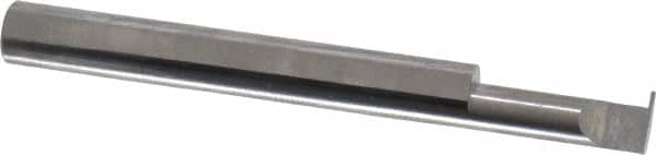 Accupro - 0.0175" Groove Width, 1/4" Min Hole Diam, 5/8" Max Hole Depth, Full Radius Grooving Tool - 0.06" Projection, 1-7/8" Shank Length, 2-1/2" OAL, 0.0088" Radius, Solid Carbide, Bright Finish - Exact Tooling