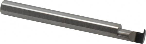 Accupro - 0.0255" Groove Width, 1/4" Min Hole Diam, 3/8" Max Hole Depth, Full Radius Grooving Tool - 0.06" Projection, 2-1/8" Shank Length, 2-1/2" OAL, 0.0128" Radius, Solid Carbide, Bright Finish - Exact Tooling