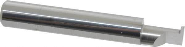 Accupro - 0.047" Groove Width, 3/8" Min Hole Diam, 1/2" Max Hole Depth, Full Radius Grooving Tool - 0.11" Projection, 2" Shank Length, 2-1/2" OAL, 0.0235" Radius, Solid Carbide, Bright Finish - Exact Tooling