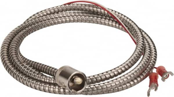 Thermo Electric - 32 to 900°F, J Universal Temp, Thermocouple Probe - 4 Ft. Cable Length, Stripped Ends with Spade Lugs, 1/4 Inch Probe Sheath Length, 1 Sec Response Time - Exact Tooling