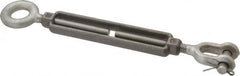 Made in USA - 2,200 Lb Load Limit, 1/2" Thread Diam, 6" Take Up, Stainless Steel Jaw & Eye Turnbuckle - 7-1/2" Body Length, 3/4" Neck Length, 13" Closed Length - Exact Tooling