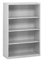 Tennsco - 4 Shelf, 52" High x 34-1/2" Wide Bookcase - 13-1/2" Deep, Steel, Putty - Exact Tooling