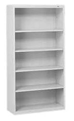 Tennsco - 5 Shelf, 66" High x 34-1/2" Wide Bookcase - 13-1/2" Deep, Steel, Putty - Exact Tooling