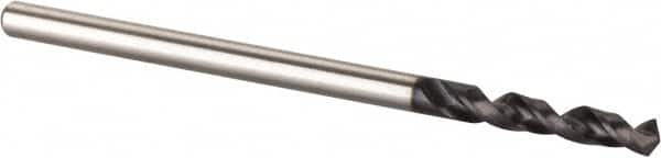 Accupro - 5/64" 120° Spiral Flute Cobalt Screw Machine Drill Bit - TiAlN Finish, Right Hand Cut, 12mm Flute Length, 38mm OAL, Split Point, Straight Shank - Exact Tooling