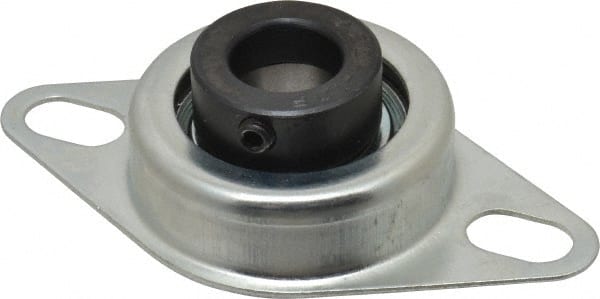 Value Collection - 3/4" ID, 1.2205" OAL x 4-1/2" OAH 2-Bolt Flange - 1,650 Lb Static Cap, 2,830 Lb Dyn Cap, 3-3/8" Btw Mnt Hole Ctrs, Stamped Steel Rubber Mount - Exact Tooling