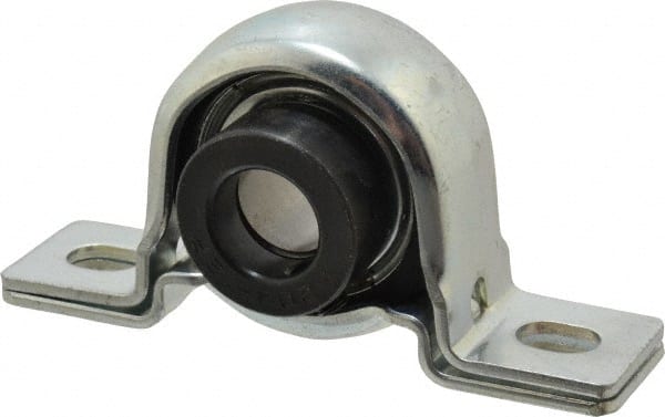 Value Collection - 3/4" ID, 4-1/4" OAL x 2-7/32" OAH Pillow Block - 1,650 Lb Static Cap, 2,830 Lb Dyn Cap, 3.3906" Btw Mnt Hole Ctrs, 1-1/8" Base-to-Ctr Ht, Stamped Steel Rubber Mount - Exact Tooling