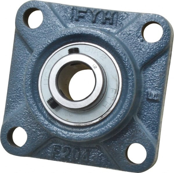 Value Collection - 3/4" ID, 3-3/8" OAW x 3-3/8" OAL x 3-3/8" OAH 4-Bolt High Temperature Flange Bearing - 1,650 Lb Static Cap, 2,830 Lb Dyn Cap, 2-1/2" Btw Mnt Hole Ctrs, 19/32" Base-to-Ctr Ht, Cast Iron - Exact Tooling