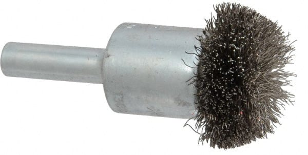 Anderson - 1" Brush Diam, Crimped, Flared End Brush - 1/4" Diam Shank, 25,000 Max RPM - Exact Tooling