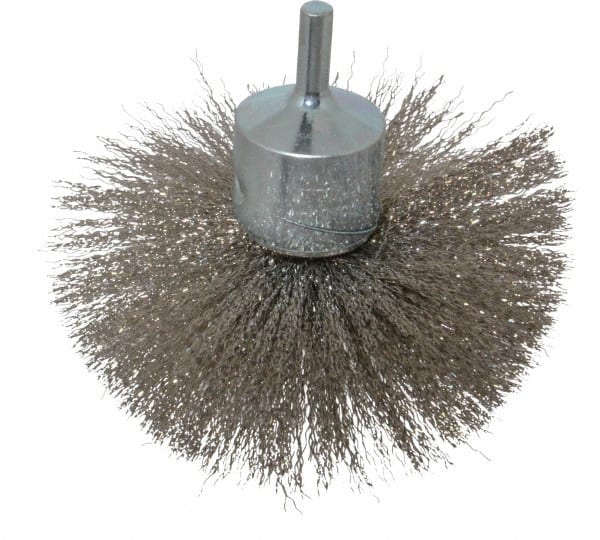Anderson - 4" Brush Diam, Crimped, Flared End Brush - 1/4" Diam Shank, 15,000 Max RPM - Exact Tooling