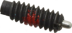 Gibraltar - 6-32, 3/8" Thread Length, 1/16" Plunger Projection, Steel Threaded Spring Plunger - 0.046" Max Plunger Diam, 0.5 Lb Init End Force, 1.5 Lb Final End Force - Exact Tooling