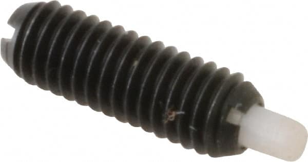 Gibraltar - 10-32, 9/16" Thread Length, 1/8" Plunger Projection, Steel Threaded Spring Plunger - 0.093" Max Plunger Diam, 0.3 Lb Init End Force, 3 Lb Final End Force - Exact Tooling