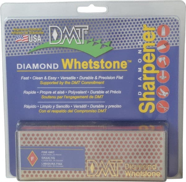 DMT - 6" Long x 2" Wide x 3/4" Thick, Diam ond Sharpening Stone - Rectangle, 600 Grit, Fine Grade - Exact Tooling