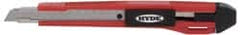 Hyde Tools - Snap Utility Knife - 9mm Blade, Red & Black Polystyrene (High Impact) Handle, 3 Blades Included - Exact Tooling