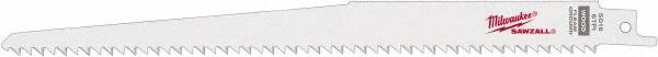 Milwaukee Tool - 9" Long x 3/4" Thick, Steel Reciprocating Saw Blade - Tapered Profile, 6 TPI, Toothed Edge, Universal Shank - Exact Tooling