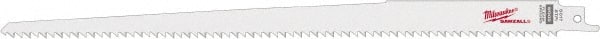 Milwaukee Tool - 12" Long x 3/4" Thick, Steel Reciprocating Saw Blade - Tapered Profile, 6 TPI, Toothed Edge, Universal Shank - Exact Tooling