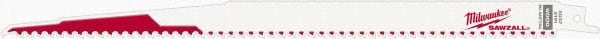 Milwaukee Tool - 12" Long x 3/4" Thick, Steel Reciprocating Saw Blade - Tapered Profile, 5 TPI, Toothed Edge, Universal Shank - Exact Tooling