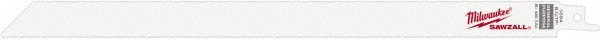 Milwaukee Tool - 12" Long x 3/4" Thick, Steel Reciprocating Saw Blade - Straight Profile, 8 to 12 TPI, Toothed Edge, Universal Shank - Exact Tooling