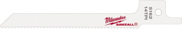 Milwaukee Tool - 3-5/8" Long x 5/16" Thick, Steel Reciprocating Saw Blade - Scroll Profile, 14 TPI, Toothed Edge, Universal Shank - Exact Tooling