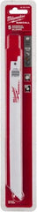 Milwaukee Tool - 8" Long x 5/8" Thick, Steel Reciprocating Saw Blade - Straight Profile, 10 to 14 TPI, Toothed Edge, Universal Shank - Exact Tooling