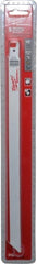 Milwaukee Tool - 12" Long x 5/8" Thick, Steel Reciprocating Saw Blade - Straight Profile, 10 to 14 TPI, Toothed Edge, Universal Shank - Exact Tooling