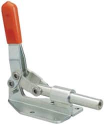 Lapeer - 300 Lb Load Capacity, Flanged Base, Carbon Steel, Standard Straight Line Action Clamp - 4 Mounting Holes, 0.222" Mounting Hole Diam, 1/2" Plunger Diam, Straight Handle - Exact Tooling