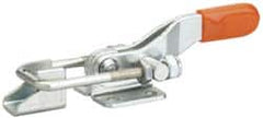 Lapeer - 360 Lb Capacity, Horizontal, U Hook, Flanged Base, Carbon Steel Pull Action Latch Clamp - 1.1" Drawing Movement, 3-5/16" OAL, Straight Handle - Exact Tooling