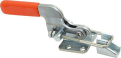 Lapeer - 700 Lb Capacity, Horizontal, U Hook, Flanged Base, Carbon Steel Pull Action Latch Clamp - 1-3/4" Drawing Movement, 5-3/8" OAL, Straight Handle - Exact Tooling